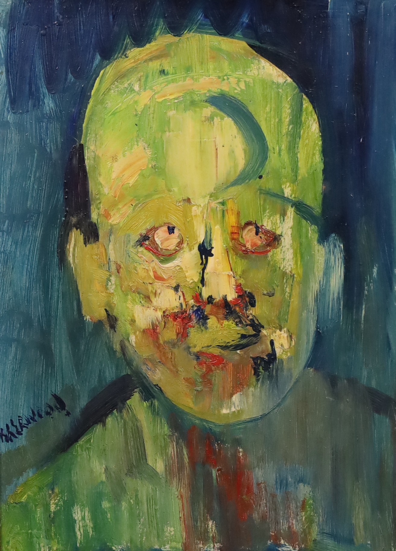 James Lawrence Isherwood (British, 1917- 1989), 'Light Miner', oil on board, 39 x 28cm